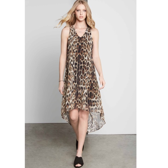 New Karen Kane Hi Low Leopard Print Dress Sz S - Picture 2 of 5